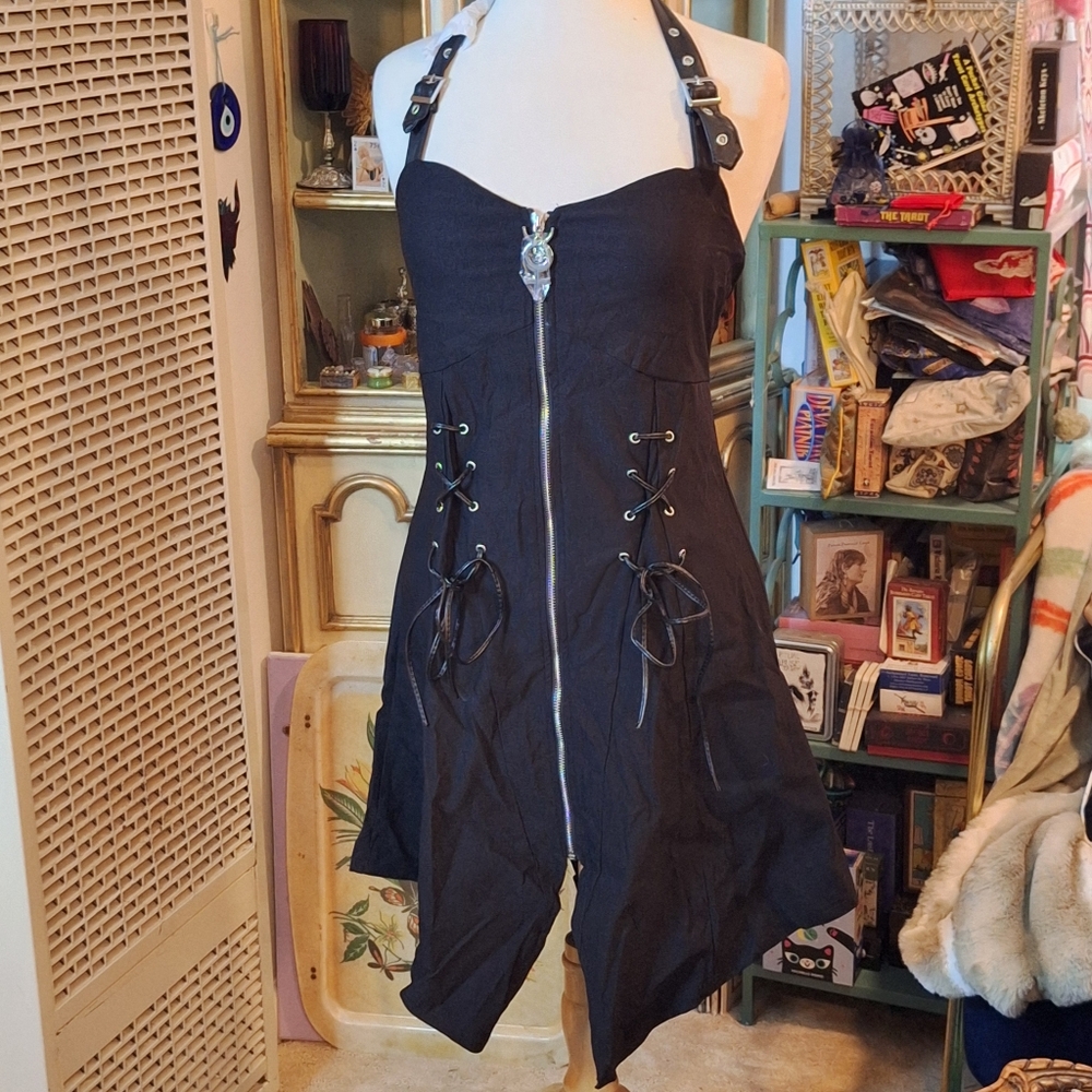 Killstar ASCENDANT Lilith Dress with Zipper and Lace-Up Details, Medium NWT